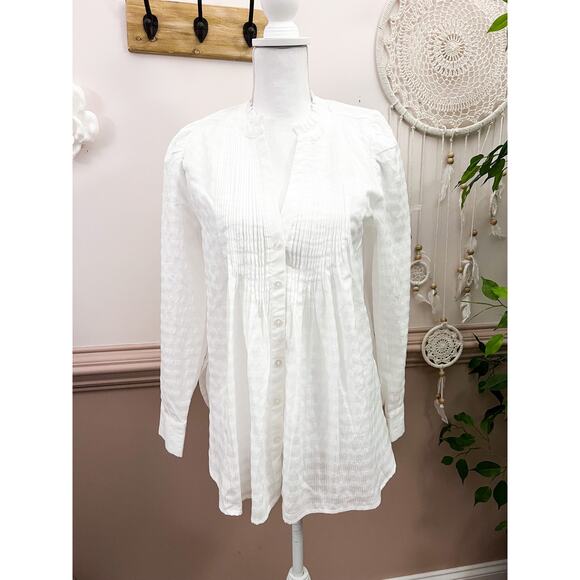 Hatch Tops - The Nines by Hatch White Long Sleeve Lightweight Cotton Blouse Size S